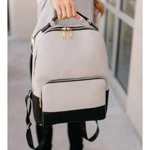 Mindy Mae’s Market Gray & Black Leather Backpack